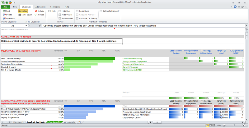 Complete decisionAccelerator model including alternatives